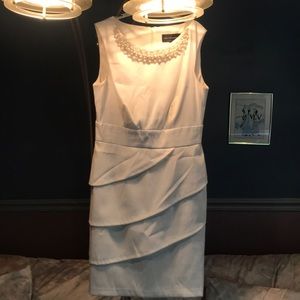 White spring/summer dress w/ pearl beading